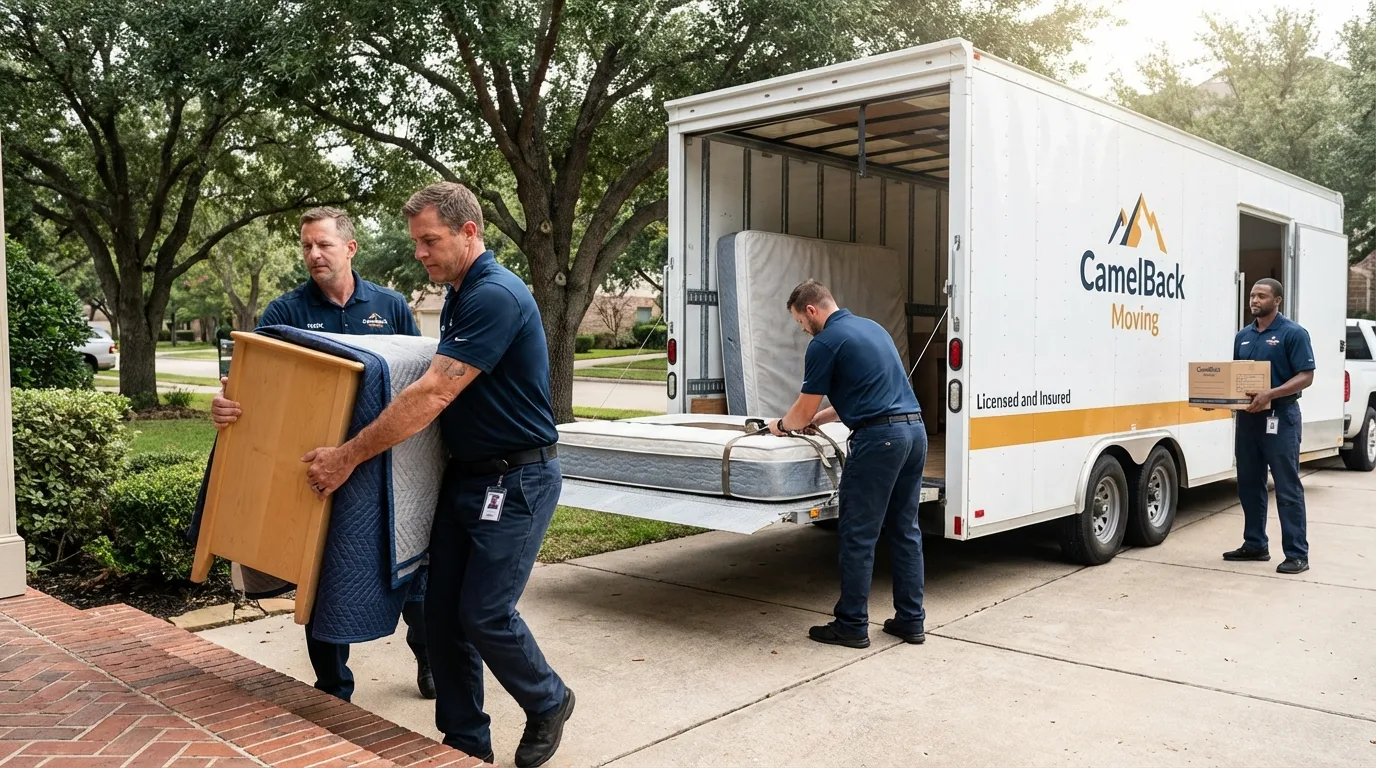 Crew loading residential truck for cross-state move from North Arlington, NJ
