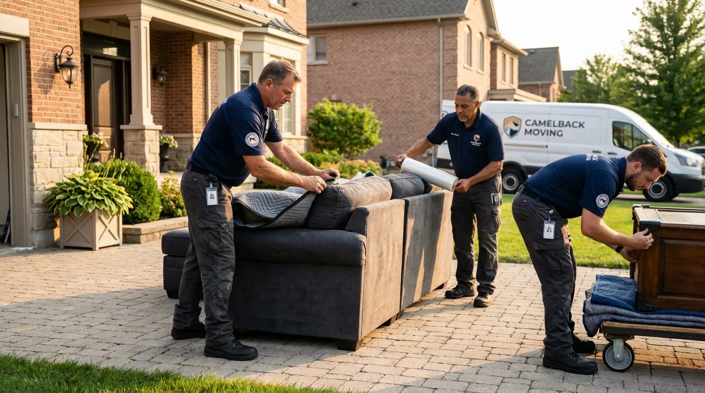 Large estate moving crew wrapping furniture in North Arlington, NJ