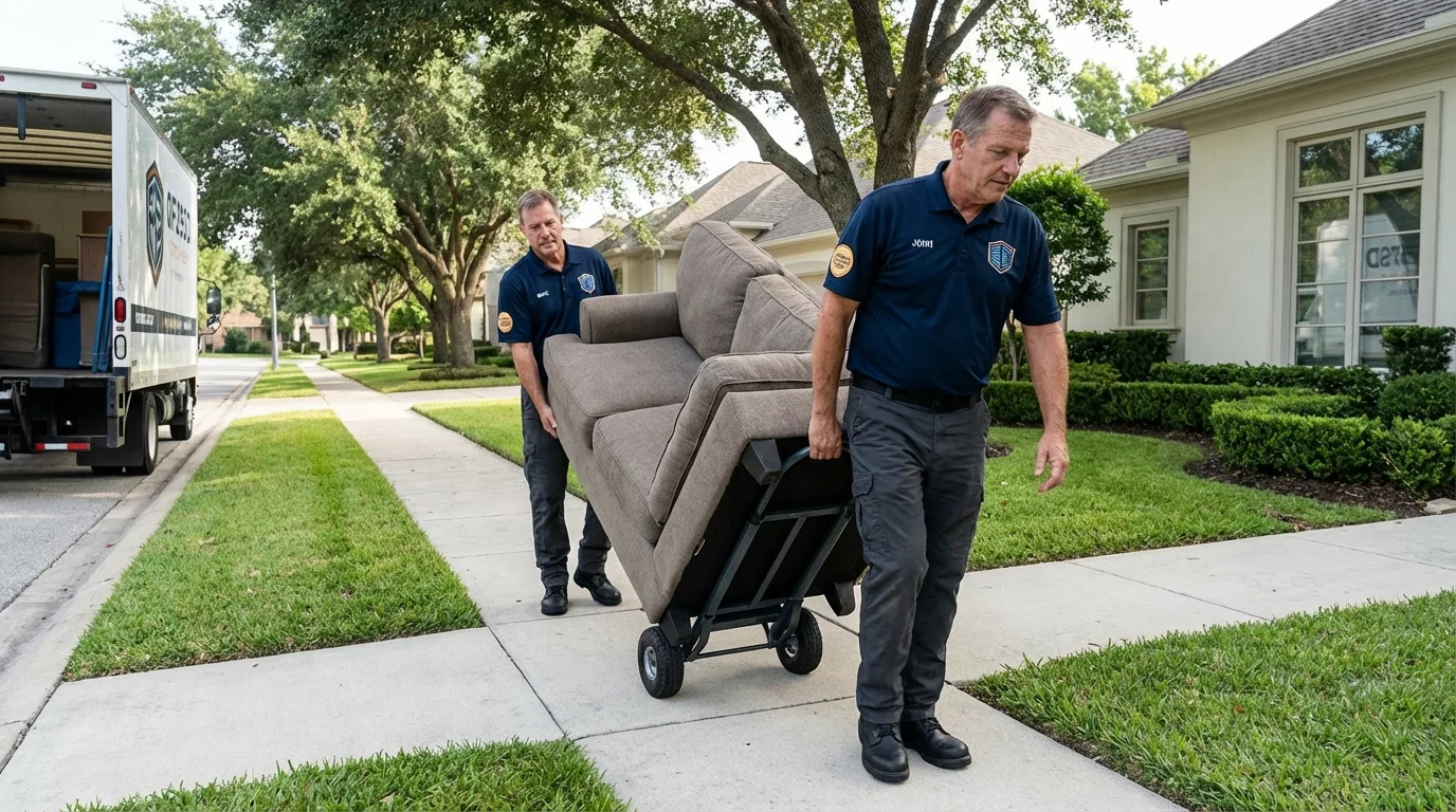 Local residential moving crew loading furniture in North Arlington, NJ