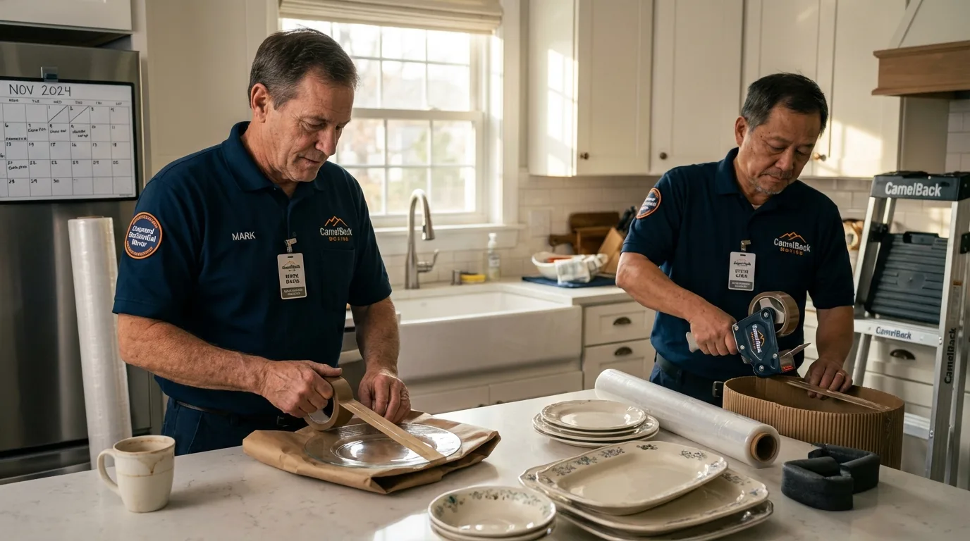 Professional crew packing kitchen dishware in North Arlington, NJ